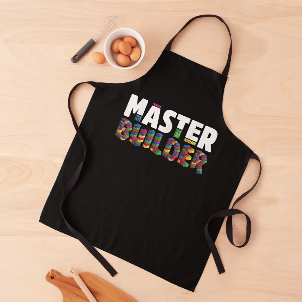 

Master Builder Kids Building Blocks Bricks Toys Gift T-Shirt Apron man chef uniform manicurist Kitchens For Men Apron