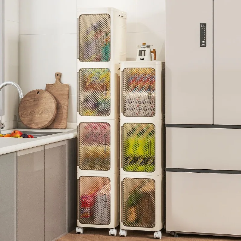 Slim Rolling Living Room Storage Cabinet Multi Function Organizer Dresser Foldable Bathroom Toy Snack Storage Furniture Home