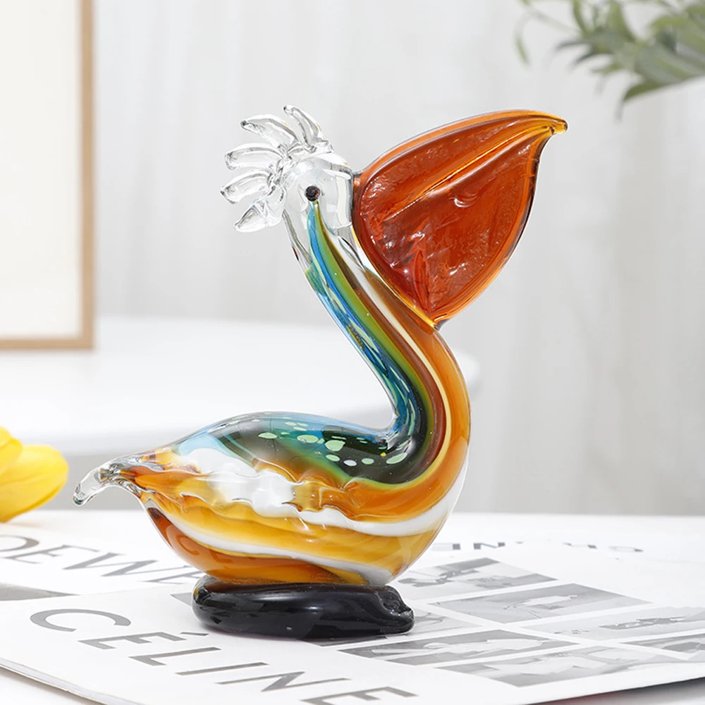 

Glass Pelican Figurines Collectible Crystal Beachcombers Pelican Statue Art Glass Animals Sculpture Home Table Decor Ornaments