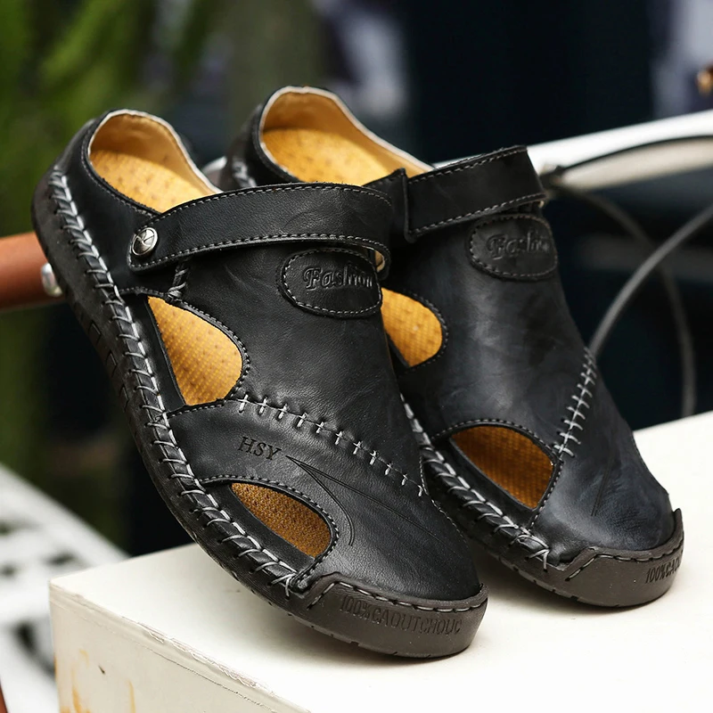 

Summer New Mens Comfortable Toe Wrapped Sandals Non Slip Slippers Outdoor Men's Fashion Brand Breathable Soft Bottom Beach Shoes