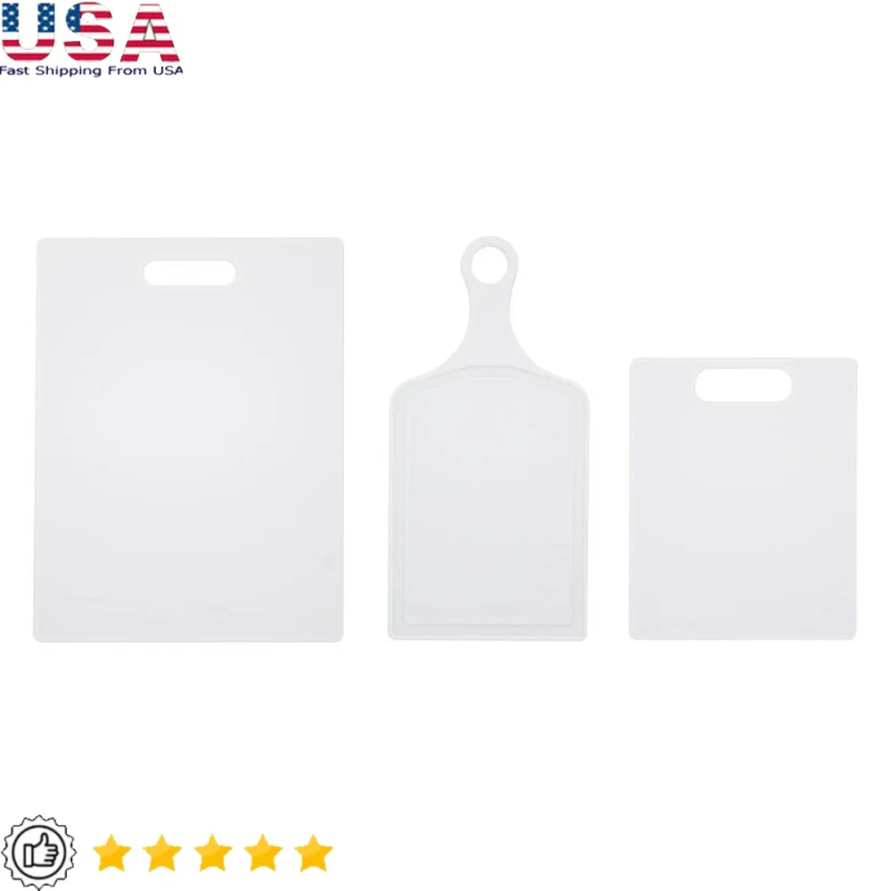 

3-Piece Poly Cutting Board Set Non-Absorbent Odor Resistant Reversible Dishwasher Safe Knife Friendly Kitchen Prep Boards