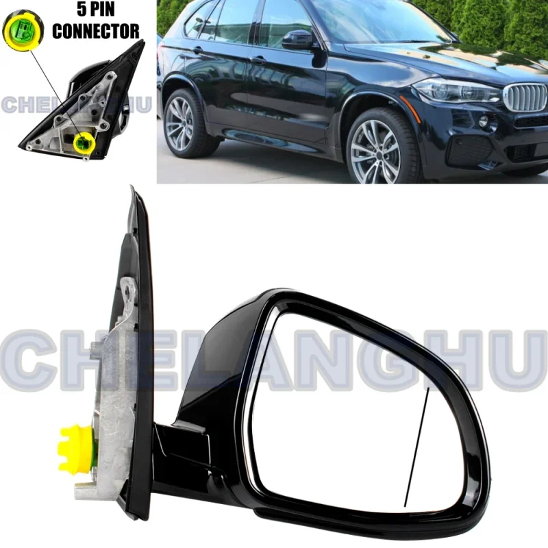 

Mirror Assembly For BMW X5 F15 2014 2015 2016 2017 Right Side 5Pins Black Painted Heated Power Adjust Memory Power Fold