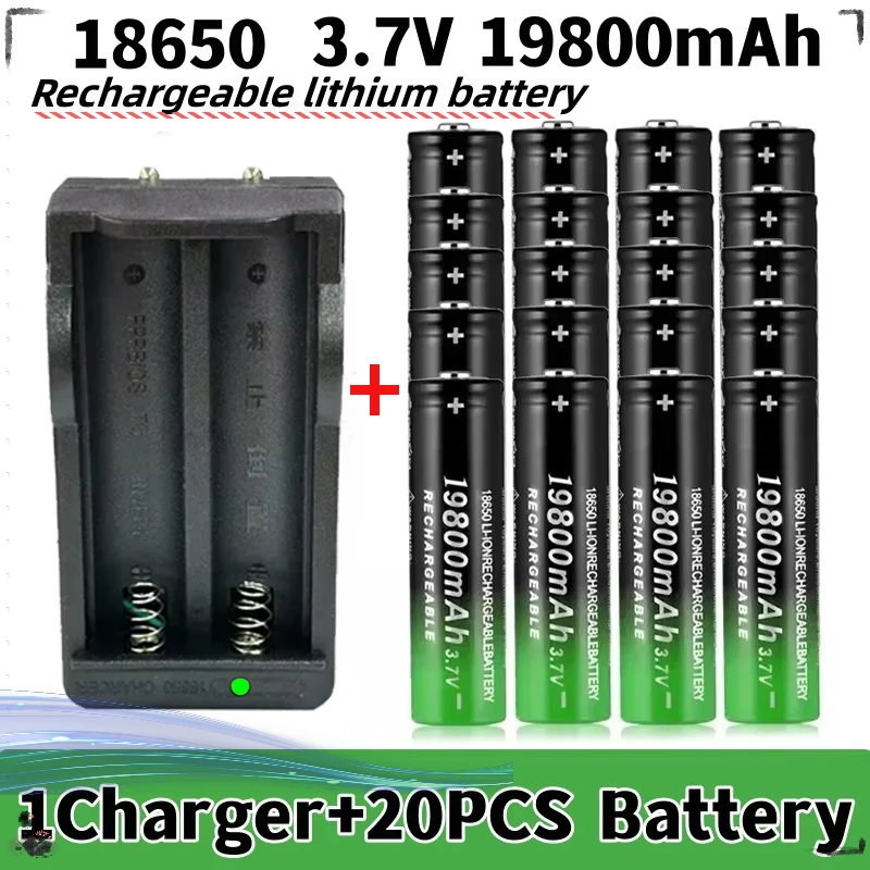 

18650Battery Rechargeable Battery 3.7V19800Mah with Charger Capacity Rechargeable Li-IonBattery for Remotecontrolcomputer Shaver