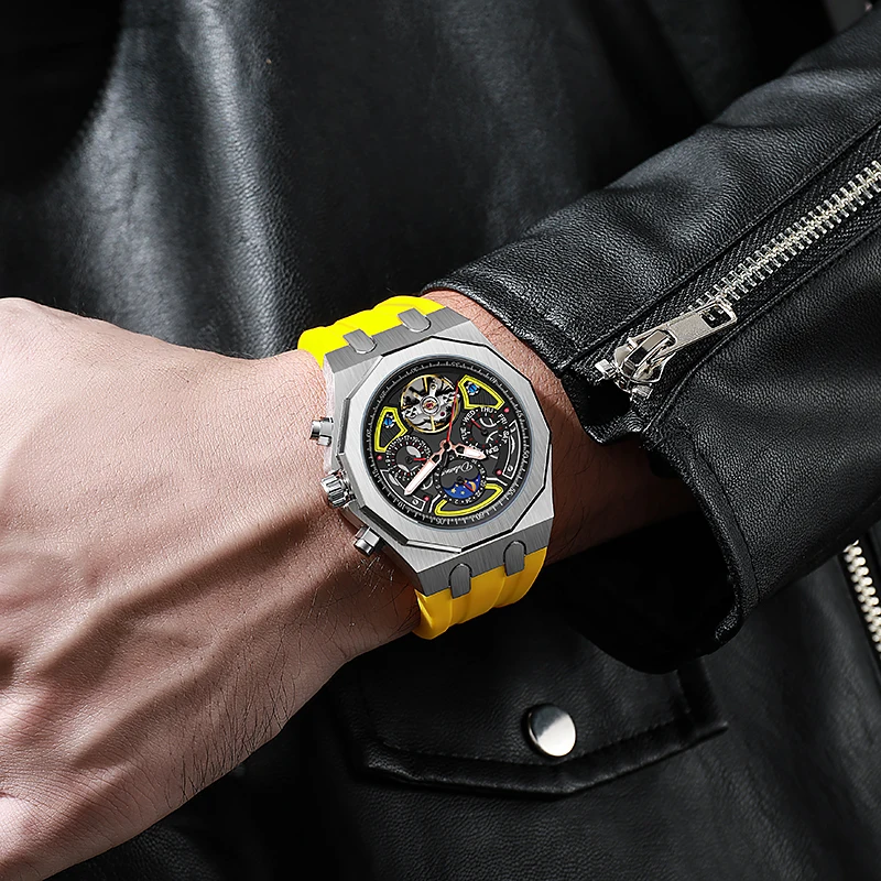 

Dulunwe Tourbillon Multifunctional Men's Watch with Super Luminous Luminous Function, Waterproof Sports Mechanical Watch