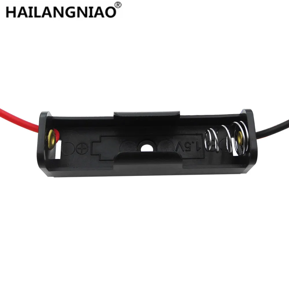 1Pcs 1 x AA Battery 1.5V Clip Holder Box Case Black With Wire Lead High Quality