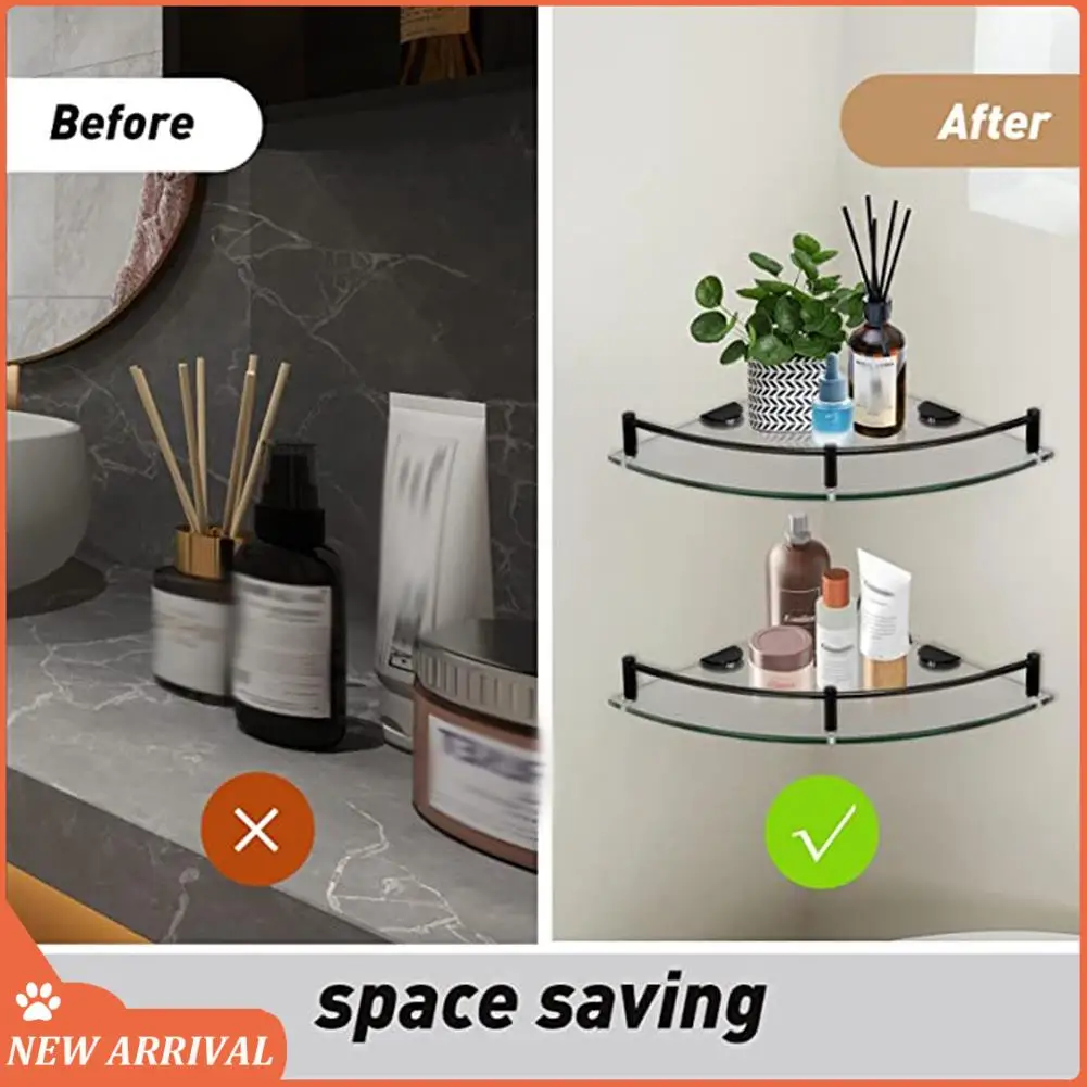 

Emption!Bathroom Shelves, 2-Tier Bathroom Glass Corner Shelf Wall Mounted ,Tempered Glass Shelf For Storing Shower Gel/Soap
