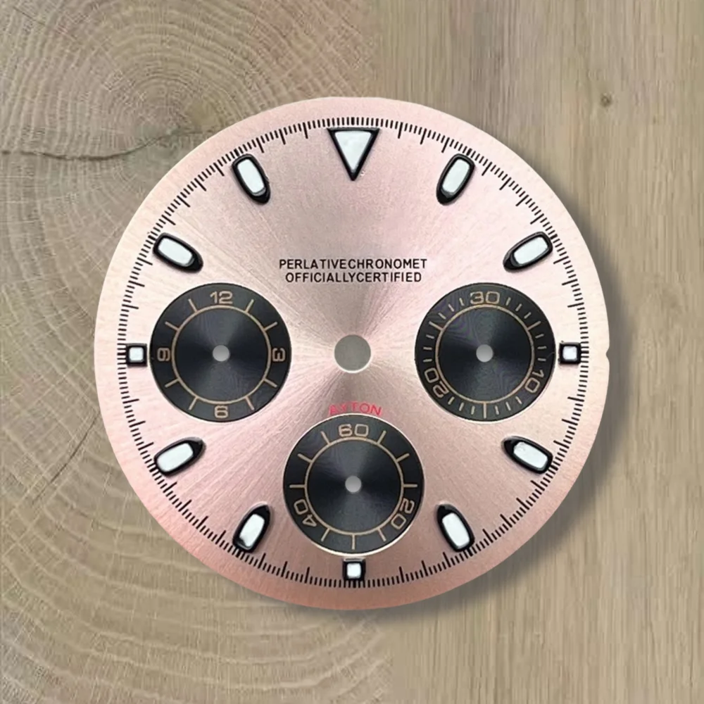 29,5 mm S-Logo-Panda-Zifferblatt, passend für VK63-Uhrwerk, grün leuchtendes, hochwertiges Zifferblatt, Uhrenmodifikationszubehör