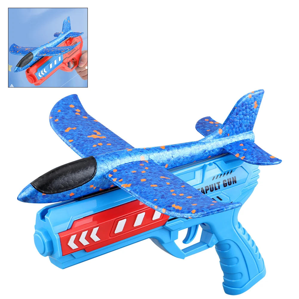 Airplane Launcher Toys Outdoor Sports Flying Toy Kids Catapult Plane Shooting Fly Roundabout Airplane Gun Toy Boys Birthday Gift