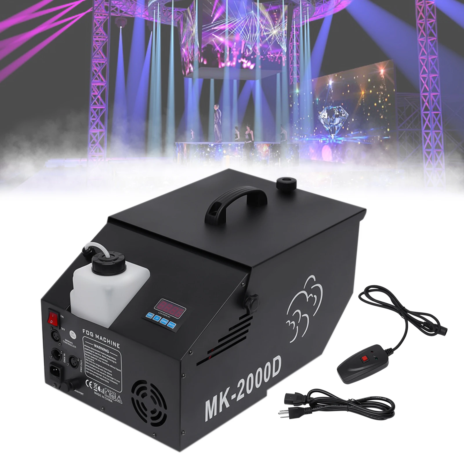 110V 1200W Low-Lying Fog Machine ​LCD Display ​Intelligent Remote Temperature Control Professional Wedding Party Accessories