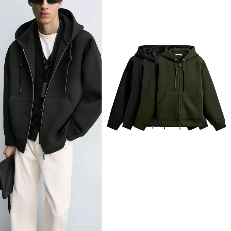 

Мужская модная толстовка свободного кроя с капюшоном, утепленная, с воздушной прослойкой, новая осенне-зимняя повседневная одежда из полиэстера, с длинным рукавом