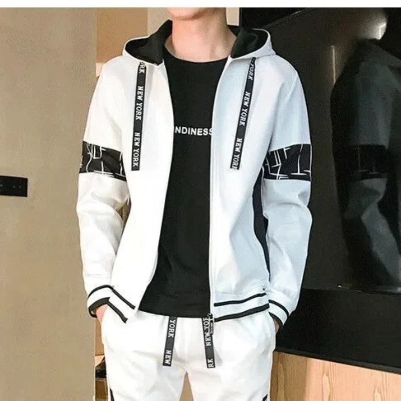 Spring and Autumn Men\'s Suit Fashion Hooded Long Sleeve Hoodie Pants Youth Trend Men\'s Clothes Casual Sports Suit