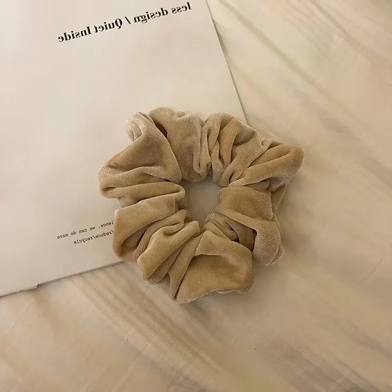 New Plush Soft Soild Color Scrunchie for Women Girls Vintage Elasticity Rubber Bands Ties Ponytail Hair Bands Headwear