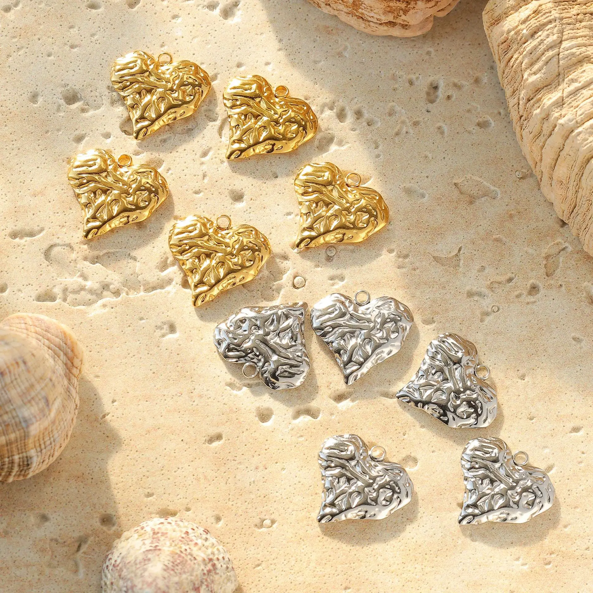 

5pcs Handmade Love Heart Shape Pendant Connectors Stainless Steel Jewelry Pendant Charms Diy Necklace Earrings Jewlery Making