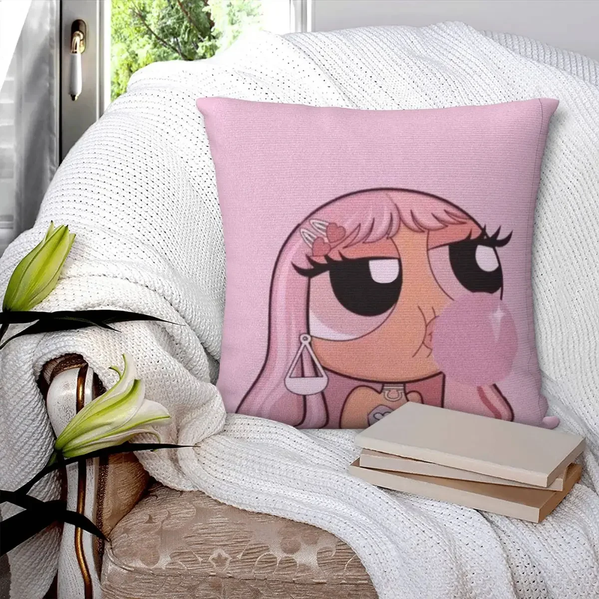 Bubble Gum Girl Powerpuff Girls Pillowcase Polyester Pillows Cover Cushion Comfort Throw Pillow Sofa Decorative Cushions Used