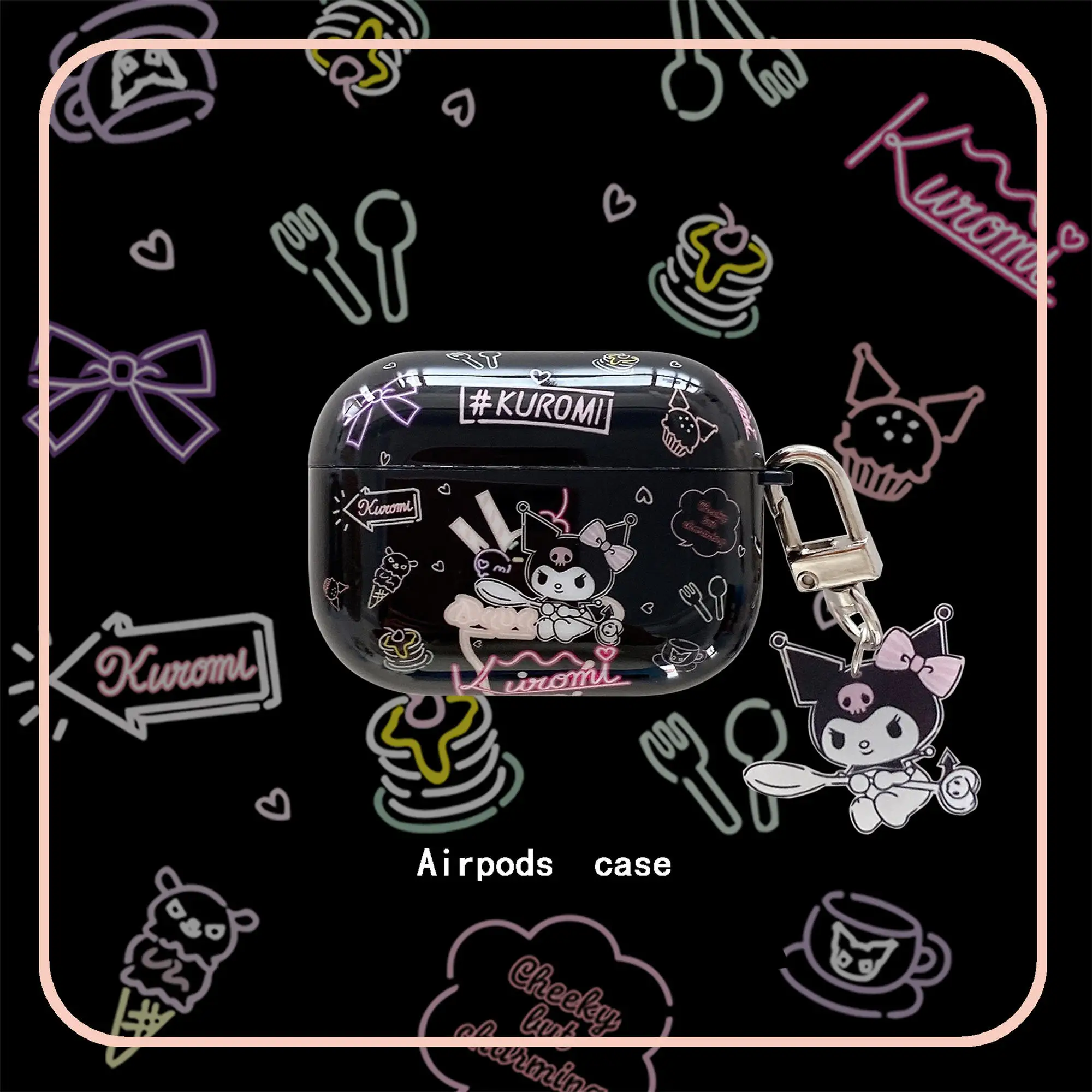 

Sanrio Kuromi For Airpods Cases 1 2 3 Pro 2 With 3D Keychain Headset Cover Pro Wireless Bluetooth Headset Cover Tide Fit Design