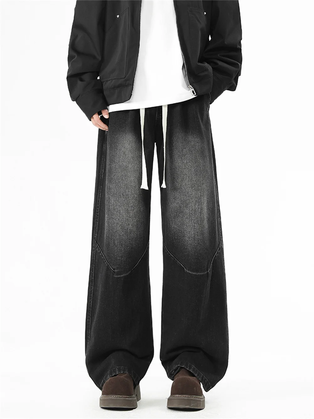 جينز أمريكي واسع الساق للرجال للربيع والصيف، فضفاض جديد، ريترو، مستقيم الساق، كاجوال وعصري واسع الساق #2