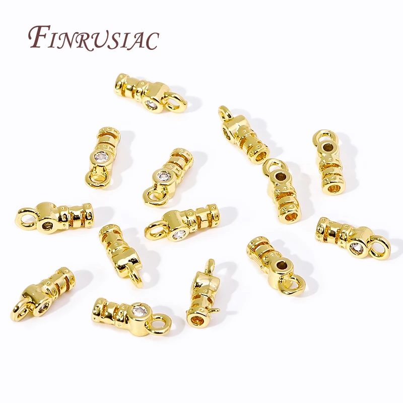 5/10Pcs 18K Gold Plated Chain Cords Crimp End Caps With Loop Cord Tube Barrel End Cap Fittings DIY Jewelry Making Supplies
