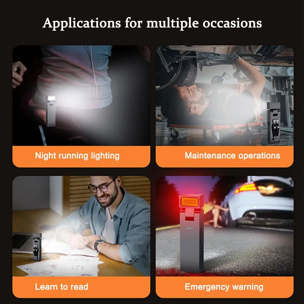 Mini Tool Light Long Battery Life Rechargeable Magnetic Suction Portable Flashlight Outdoor Camping Warning Clothes Clip Light