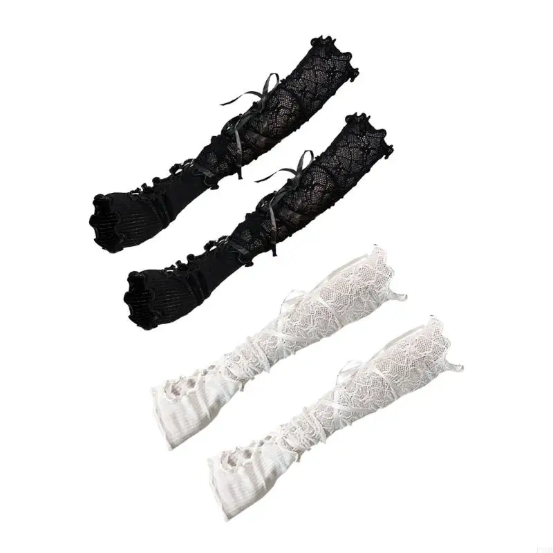 P8DB Girls Lace Gloves Balletcore Accessories For Wedding Engagement Halloween Party