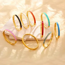 Stainless Steel Luxury Colorful Enamel Bangles For Women Party Gift Fashion Bangles Jewelry Wholesale