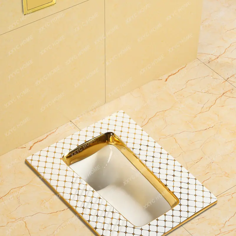 Bathroom Home Flushing Cistern Sets of Ceramic Potty Chair Style Hotel Luxury Gold Urinal