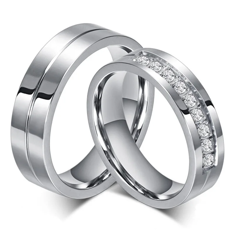 Moonso Fashion Titanium Rings Men Jewelry Couple Promise Wedding Finger Love Rings Jewelry R4624