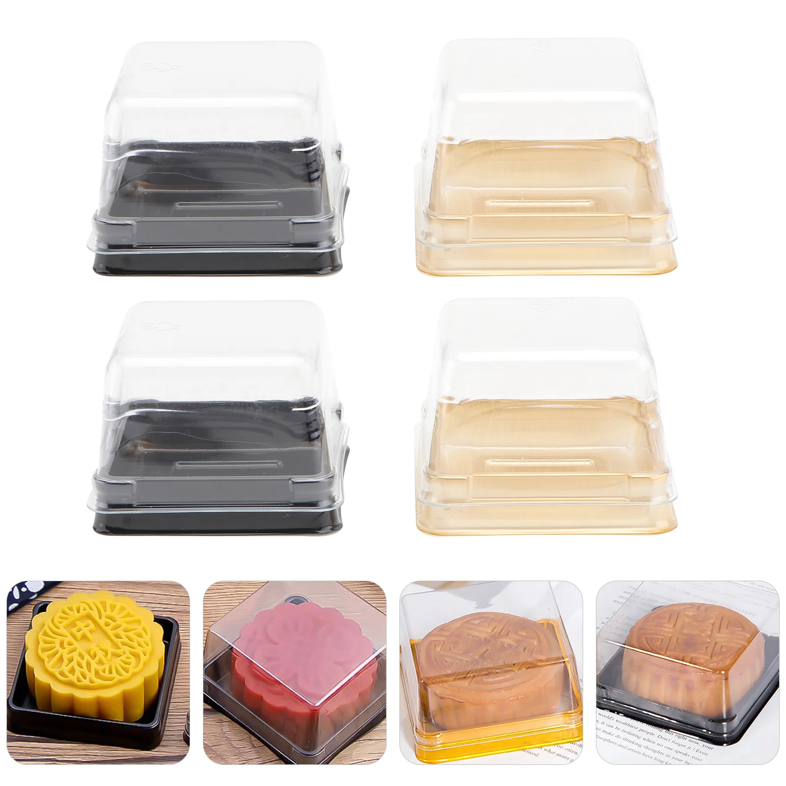 

100pcs Moon Cake Trays Plastic Boxes Food Grade Safe Odorless Dessert Packaging Home Kitchen Beautiful Appearance Simple Shape