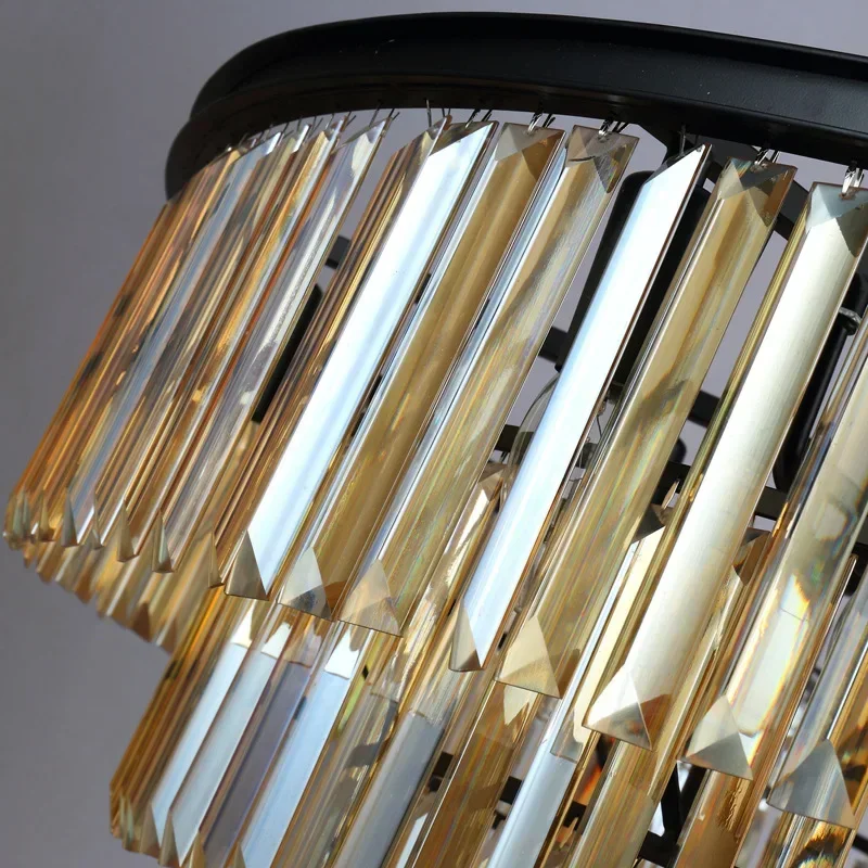 Lustres LED en cristal nordique K9 cristal gris fumé pendentif en cristal Suspension lampara pour café Restaurant hôtel plafonnier