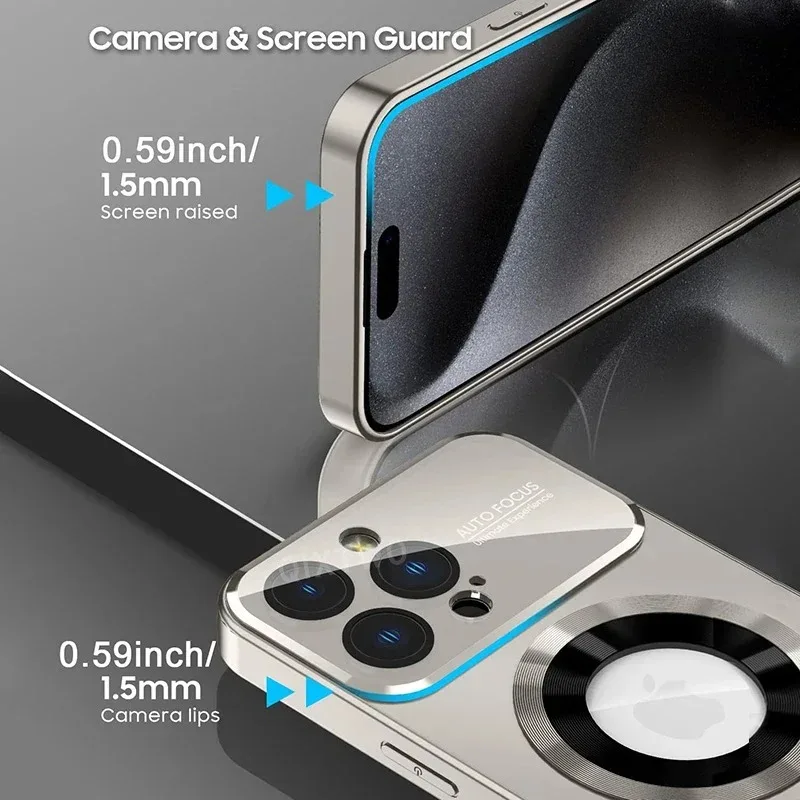 AG Matte Lens Glass Protect Magnetic Phone Case,For iPhone 17 16 15 14 Pro Max 15 14 Plus 17Air  Magsafe Wireless Charge Cover view 6