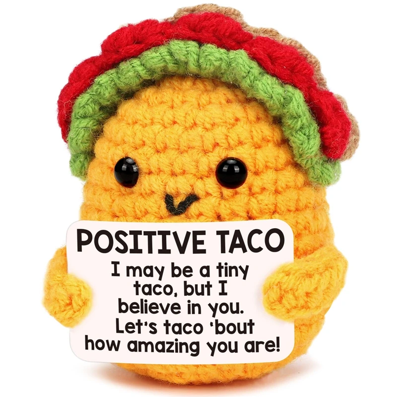 Muñecos de pingüino de ganchillo hechos a mano creativos con tarjeta de energía positiva, figuras de apoyo emocional, regalos de decoración para el hogar