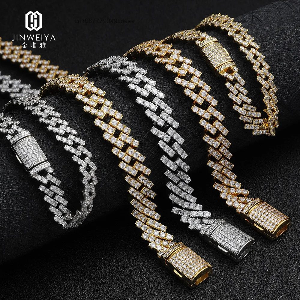 

Rose Gold Plated 10mm Premium Iced Moissanite Necklace High Quality Sterling Silver Cuban Link Chain Hiphop Jewelry