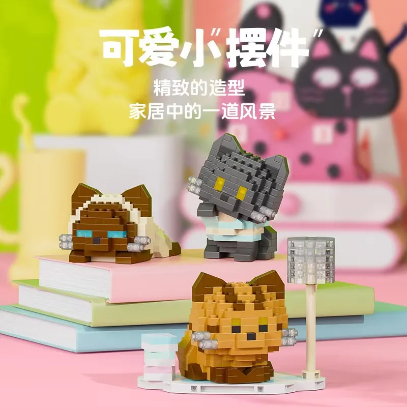 Nova chegada animal de estimação pequeno animal gato cão sentado deitado bonito bloco de construção ornamentos brinquedos aniversário das crianças presente natal