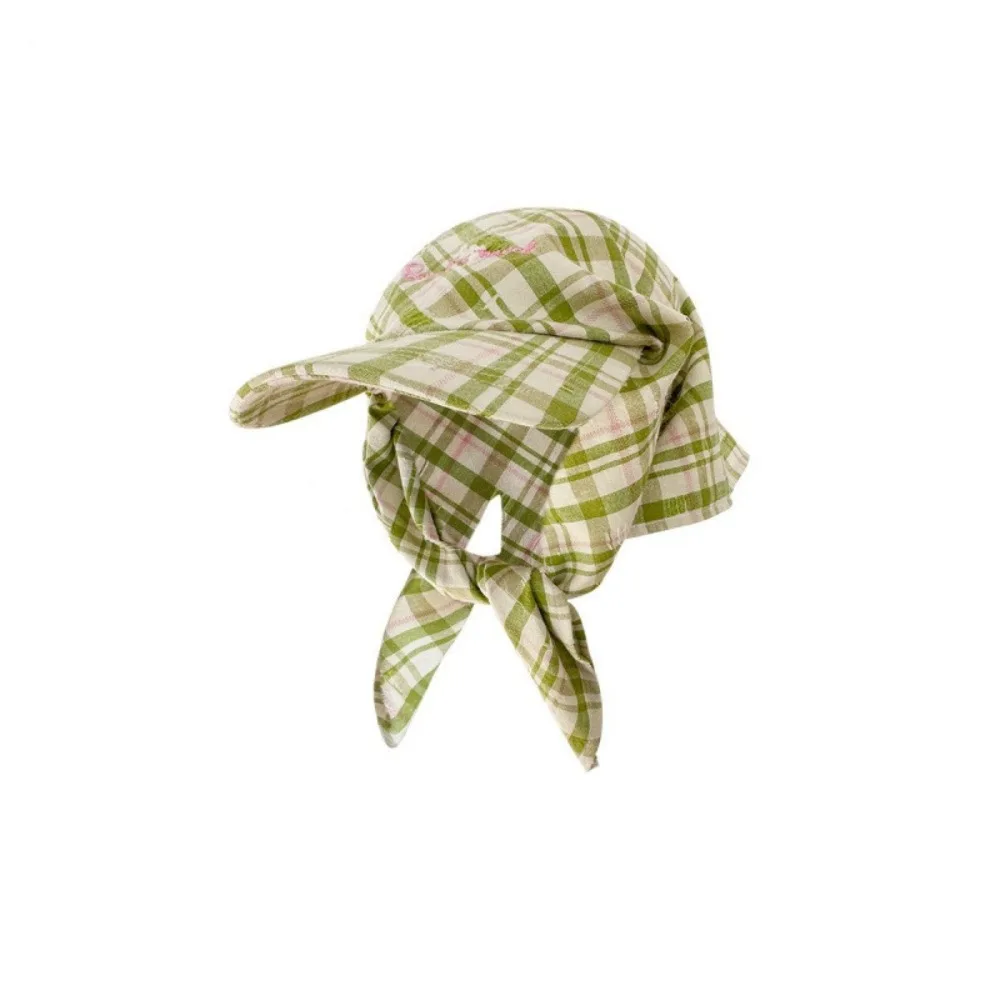 

Casual Plaid Headscarf Baseball Cap Korean Style Jennie Same Style Sunscreen Beach Hats Sun Cap Sunscreen Hat Peaked Cap Girl