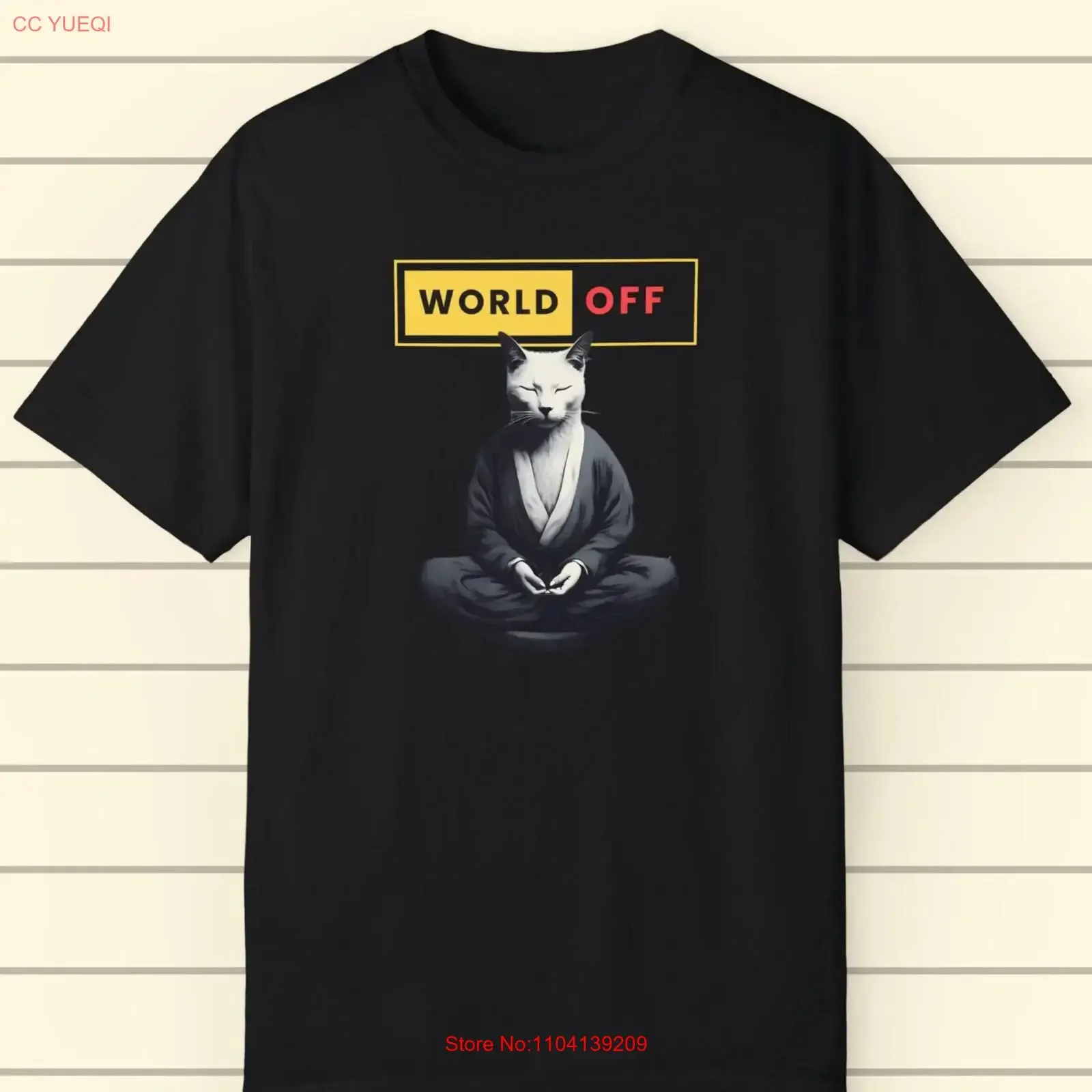 T-shirt Zen CaT pour homme, style streetwear vintage délavé, idéal pour les amateurs de détente et de pleine conscience, avec slogan, mode streetwear