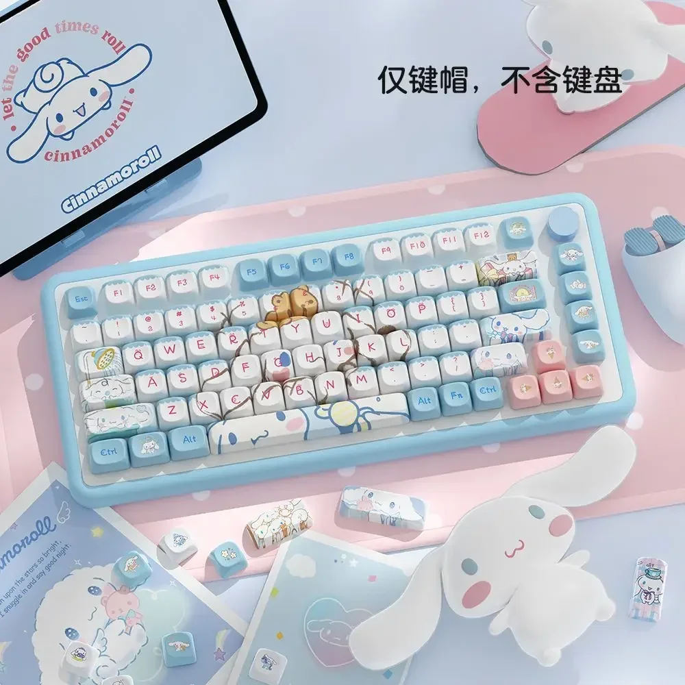 Anime Sanrio Cinnamoroll MOA Profiled Keycaps120 Keys PBT Thermal Sublimation Keycaps for MX Switch Gaming Mechanical Keyboards