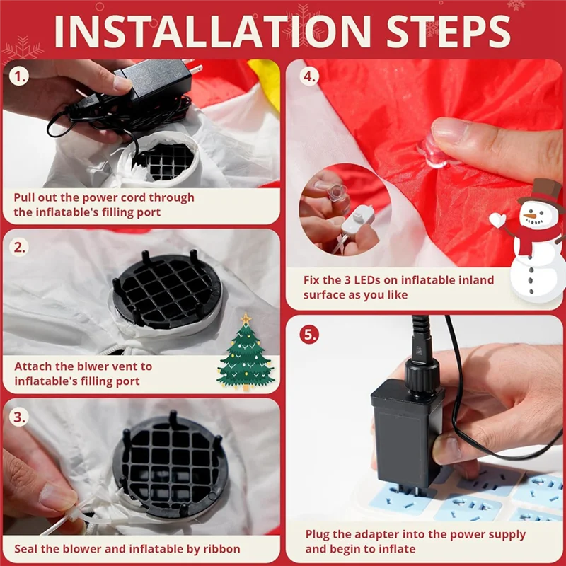 A50I Aufblasbarer Ventilator-Ersatz, 1,5 A Luftventilator-Gebläse mit Adapter, 3 LED-Lampen-Lichterketten für Weihnachten im US-Stecker