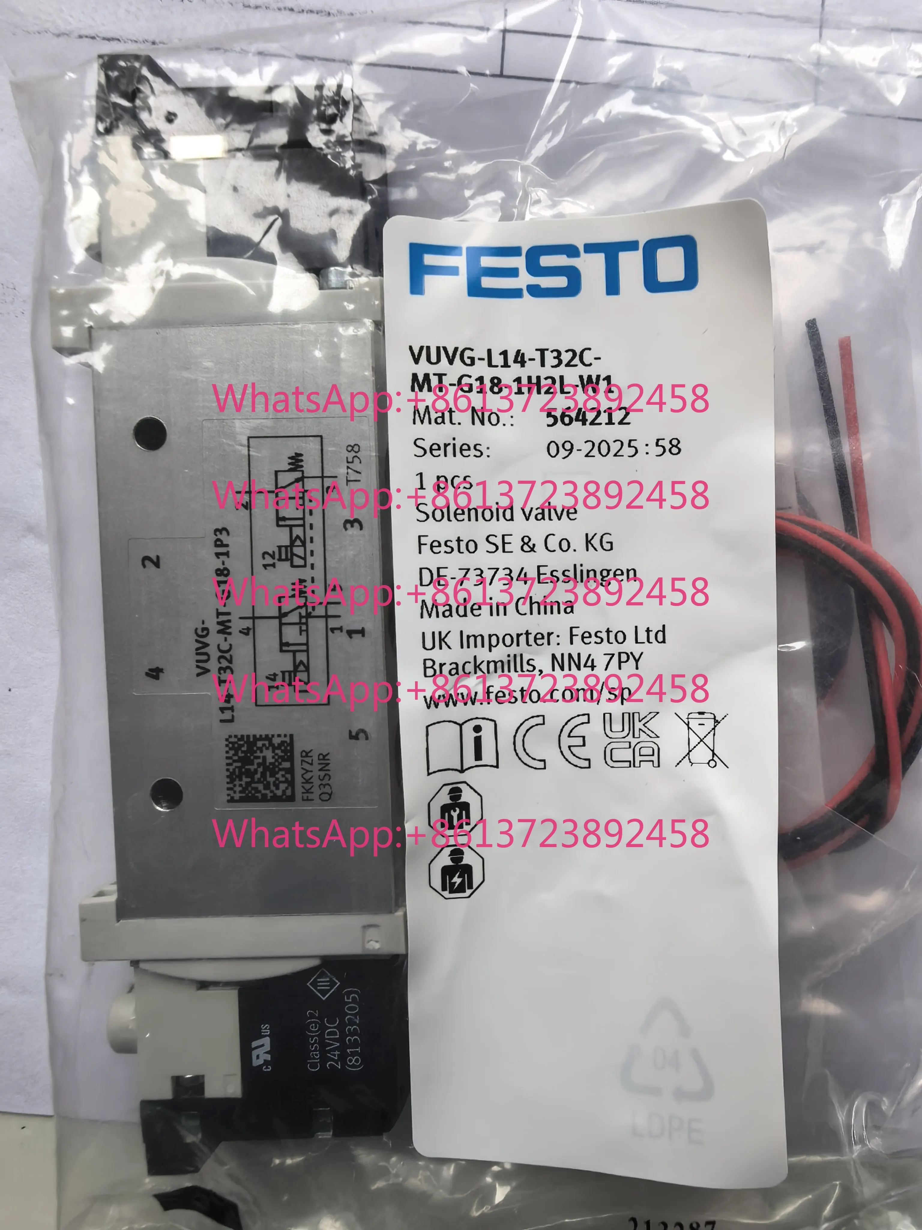 FESTO Festo solenoid valve VUVG-L14-T32C-MT-G18-1H2L-W1 order number 564212