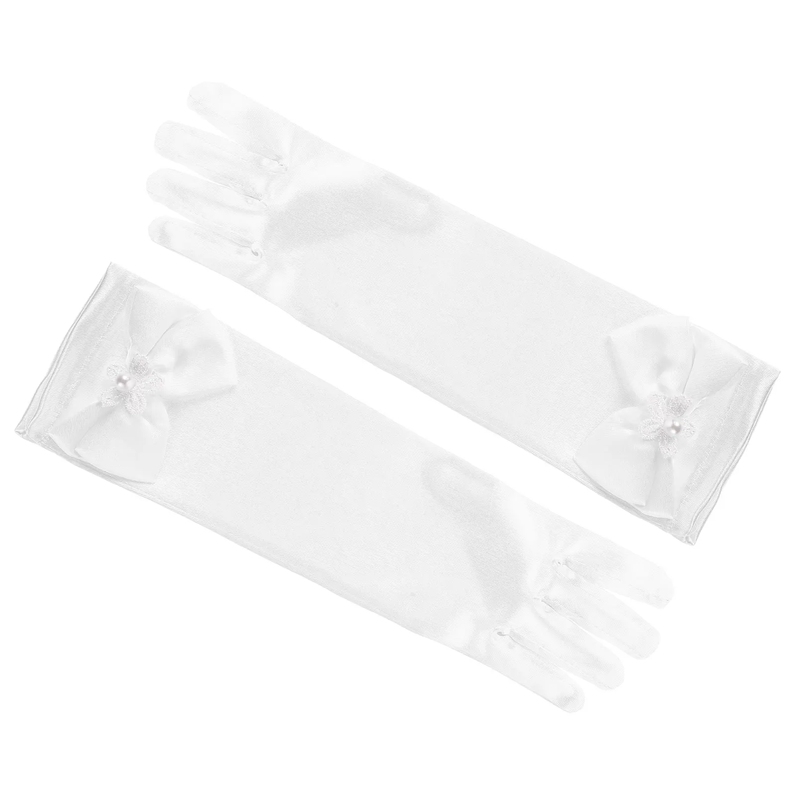 

Children's Dress Gloves Satin Long Girls Toddler Kids Wedding Cozy Winter