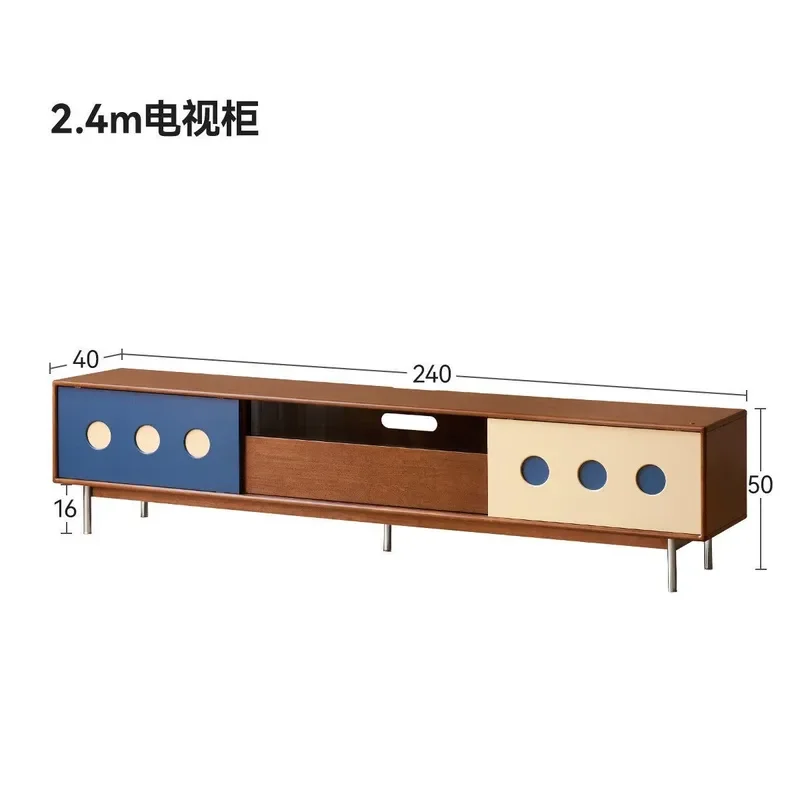 Solid Wood TV Cabinet Bauhaus Style Floor to Ceiling Storage Unit Living Room Antique Media Console with Ample Space