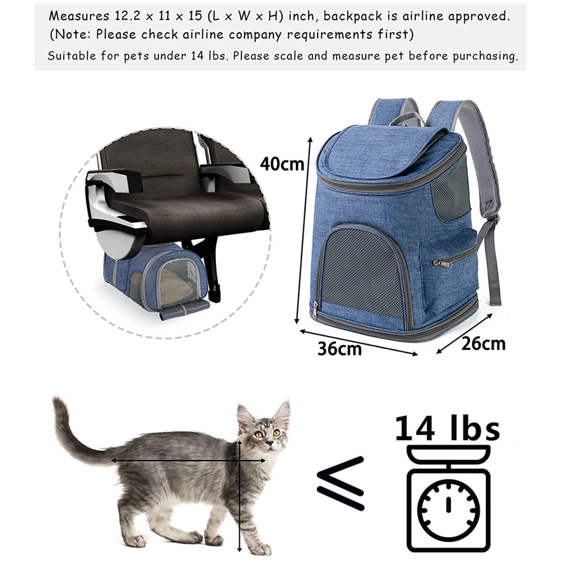 Pets Small Dog Backpack - Cat Backpack Airline Approved - Dog Carrier Backpack For Small Dogs, Puppy, Cats, Rabbits