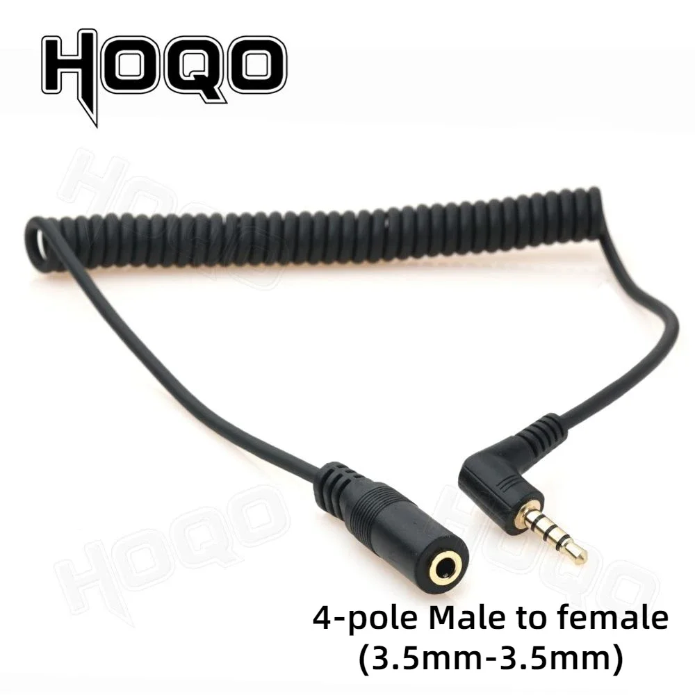 90 Degree 3.5mm 3/4 Pole Male TRS to TRRS 3.5/2.5mm 3/4 Pole Male/Female Headphone Stereo Audio AUX Spring Coiled Spiral Cable