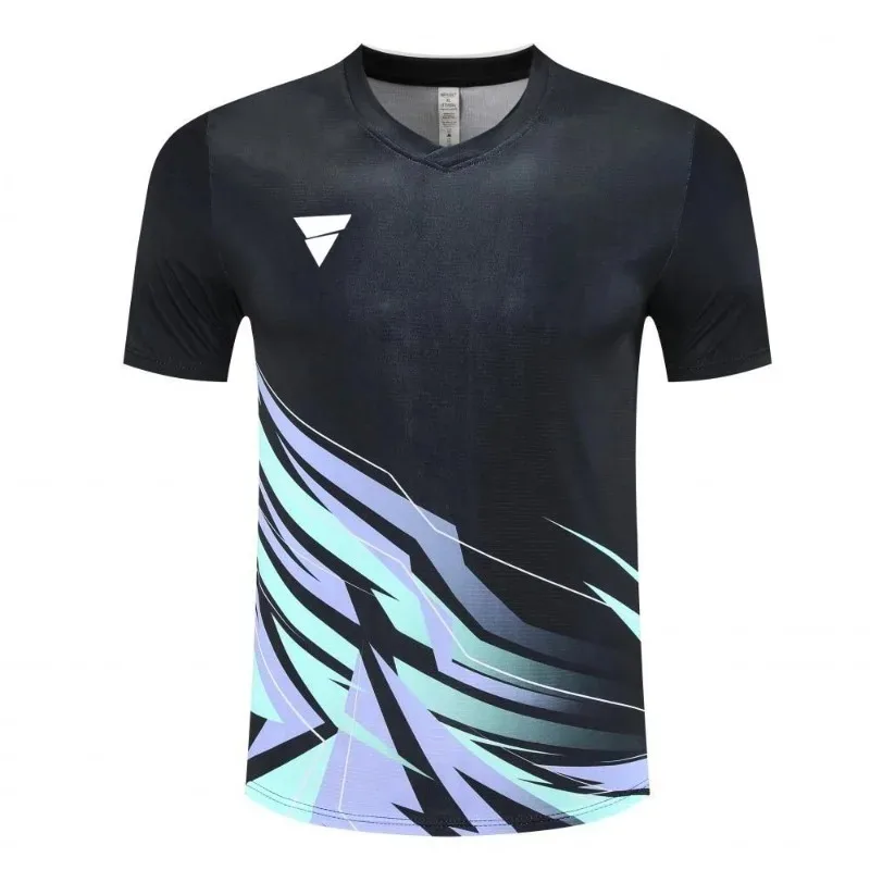 VICTAS Summer Men's and Women's Table Tennis Badminton Thin Short sleeved Sports Competition Quick drying Training Shirt