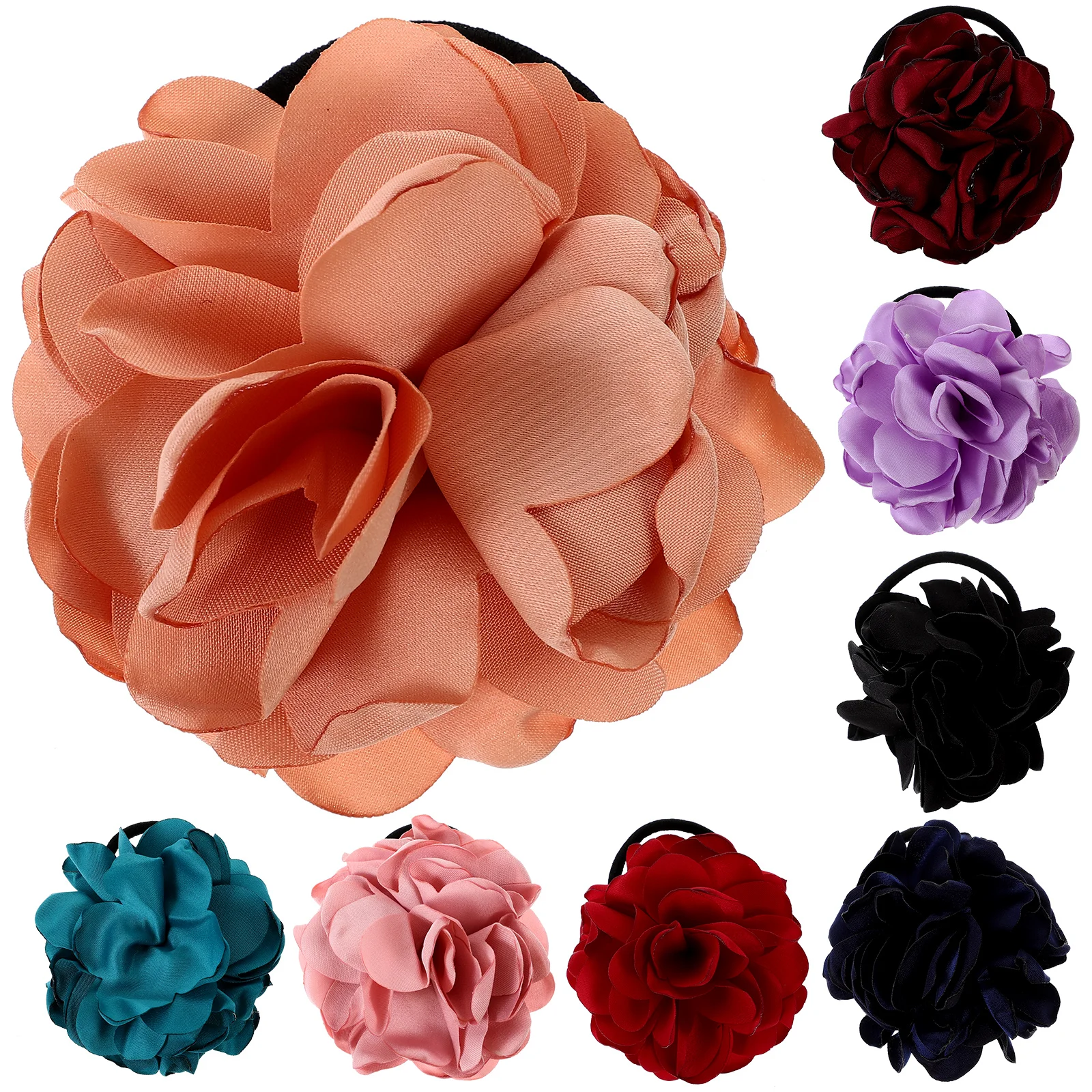 

8 Pcs Artificial Flower Hair Ties Elastic Girls Women Accessories DIY Hairstyles Rubber Bows Hair Care Styling Tools