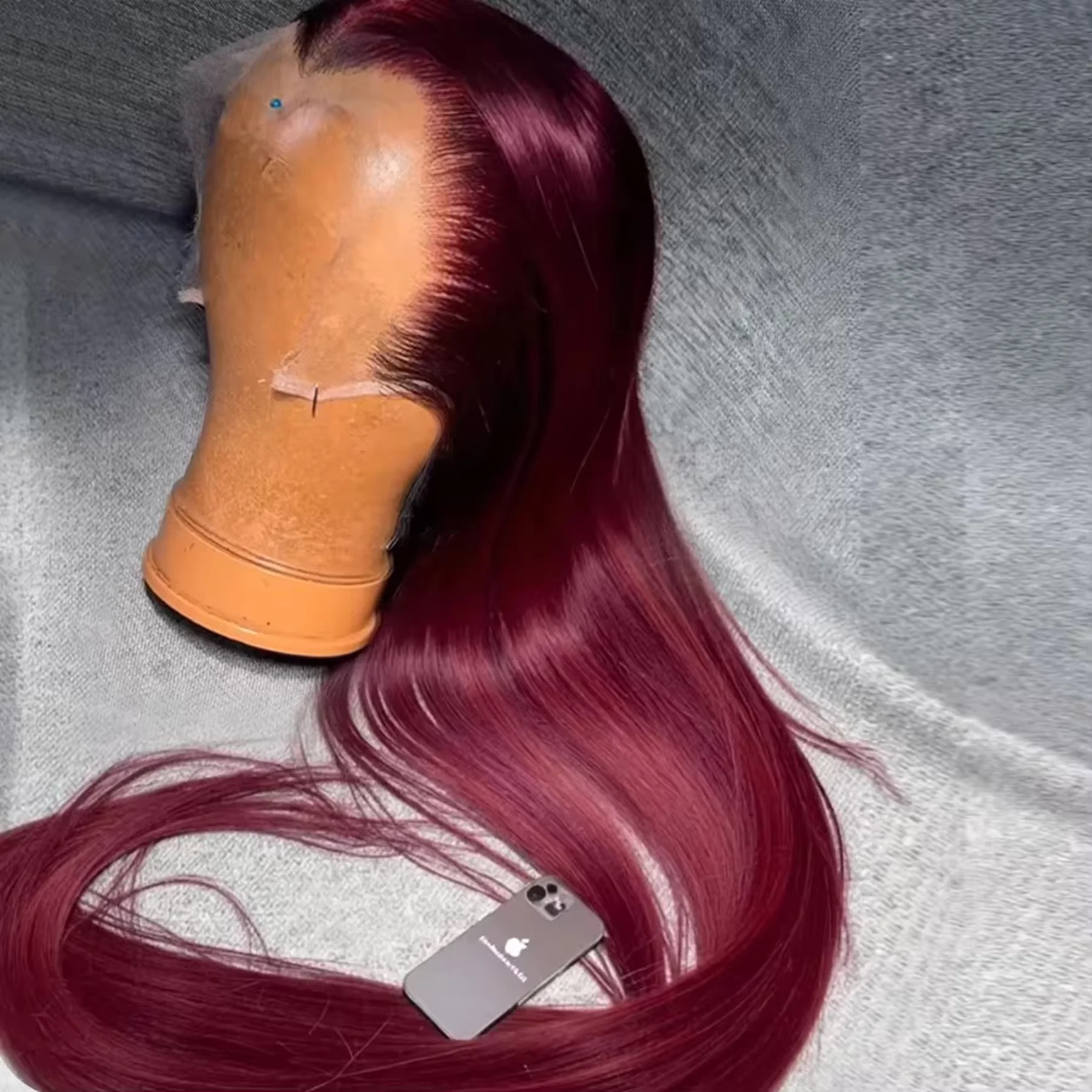 Burgundy 13x4 HD Lace Frontal Human Hair Wig Pre Plucked Brazilian Bone Straight Red 13x6 Lace Front 99J Colored 200% Density Human Hair Wig For Women