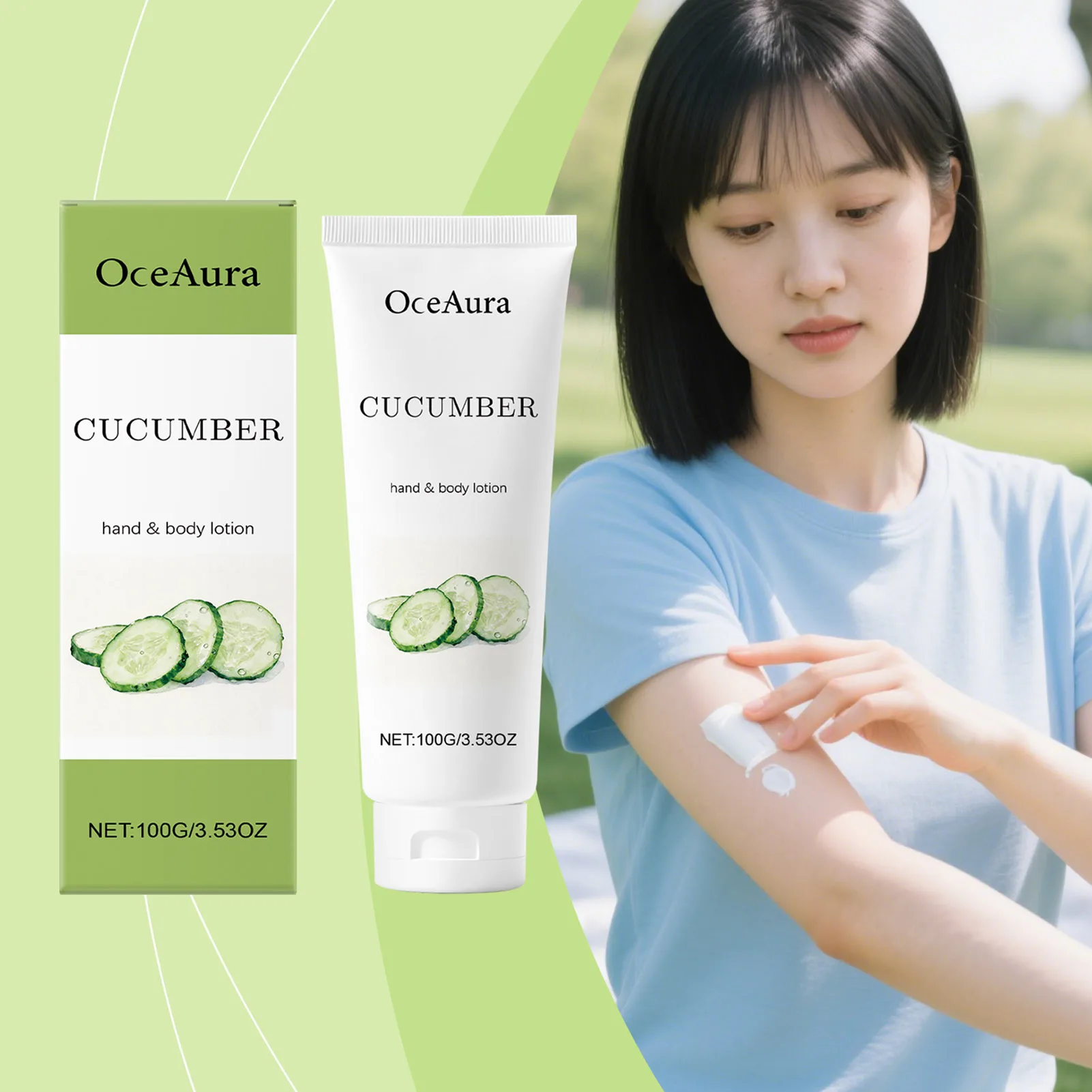 

100g Cucumber Body Lotion,Natural Cucumber Extract Moisturizing Body Cream,Refreshing Non-Greasy Daily Body Moisturizer