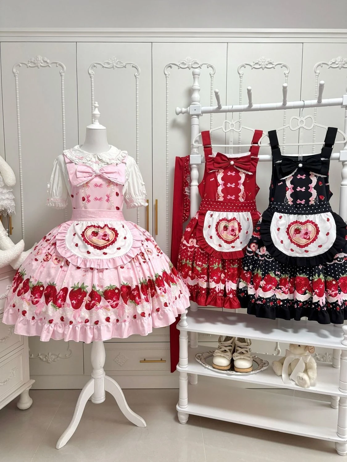 Strawberry Skirts Japanese Sweet Kawaii Lolita Strap Dress Women Spring Sleeveless Slim Fit All-match Fashion One Piece Vestidos