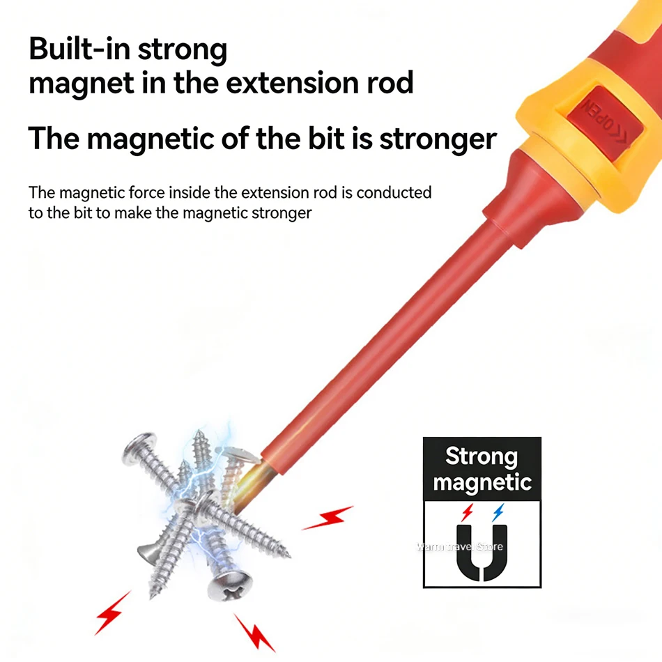 Screwdrivers Set 13 in 1 Electrician Repair Tools Kit Changeable Insulated Magnetic Screwdriver Kit Slotted Bits  Electrician