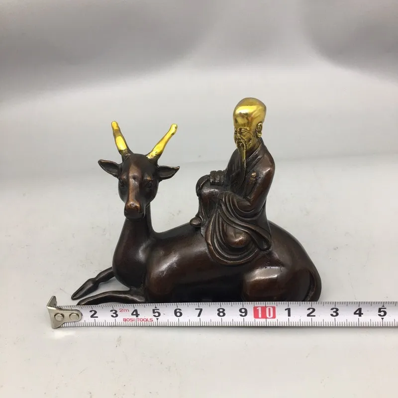 Bronze Gilt Little Shouxing Figurine with a rich patina, antique craft, supports drop shipping