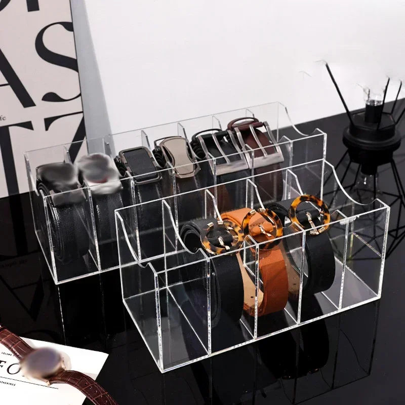 

3/5/7 Grid Belt Organizer Transparent Acrylic Belt Storage Holder for Closet Display Case for Women Men Tie Bow Tie Storage Box