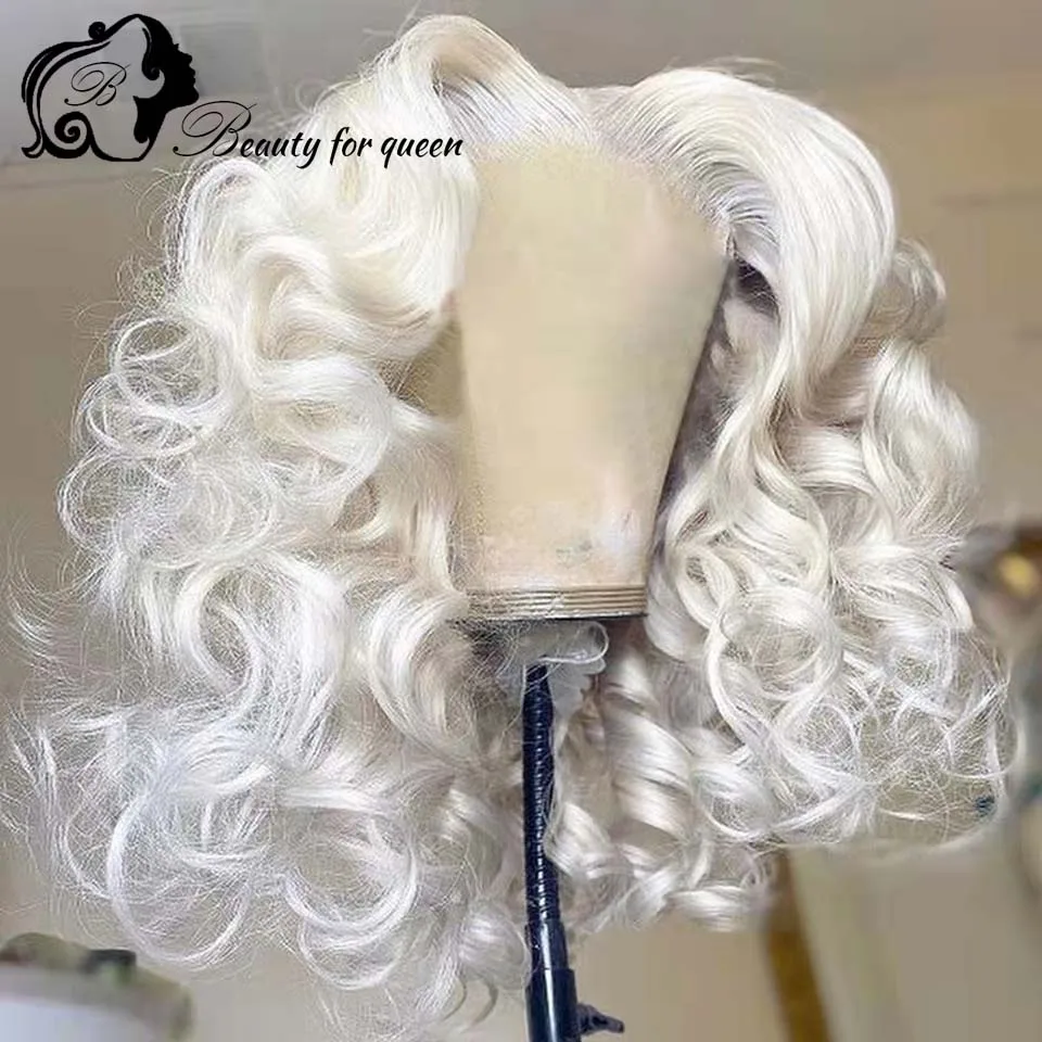 Oro blanco 13x4 resalta el encaje transparente de color usando que lo compras es pelucas de cabello humano muy adecuadas 100% cabello humano